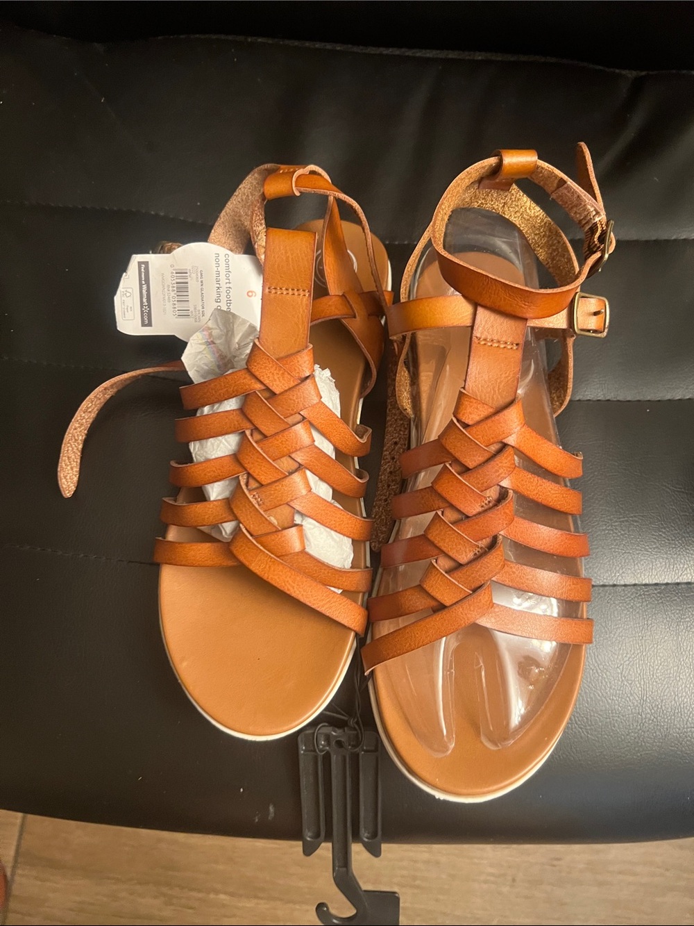 wonder nation Brown Braided Ankle Strap Sandals